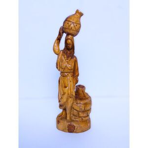 The Samaritan Woman at the Well Olive Wood Jericho Israel Hand Carved Sculpture